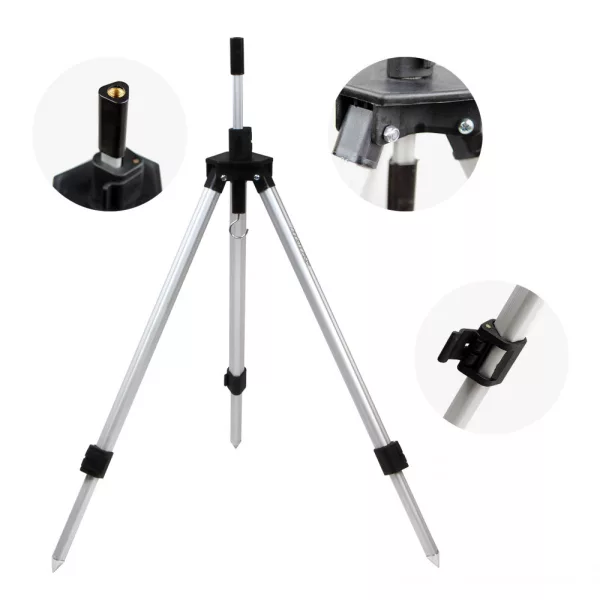 NEVIS Supporto per canne in alluminio /argento/ Treppiede