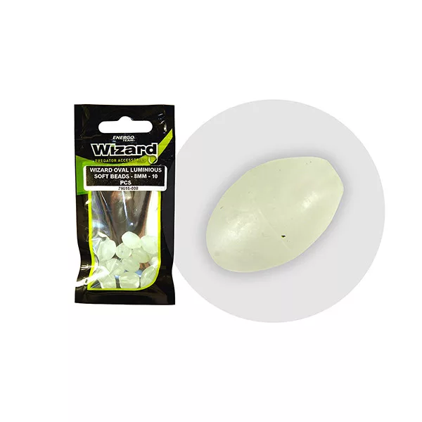 Wizard Pesca al siluro Ovale Fosforescente 6mm Perline in gomma 10pz