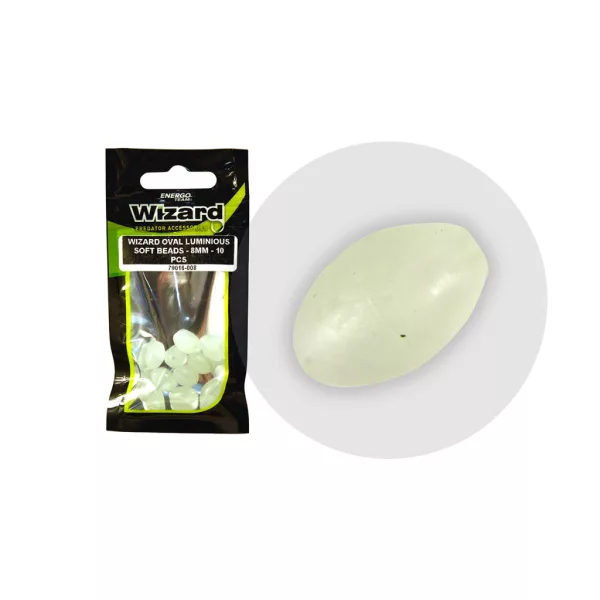 Wizard Pesca al siluro Ovale Fosforescente 8mm Perline in gomma 10pz