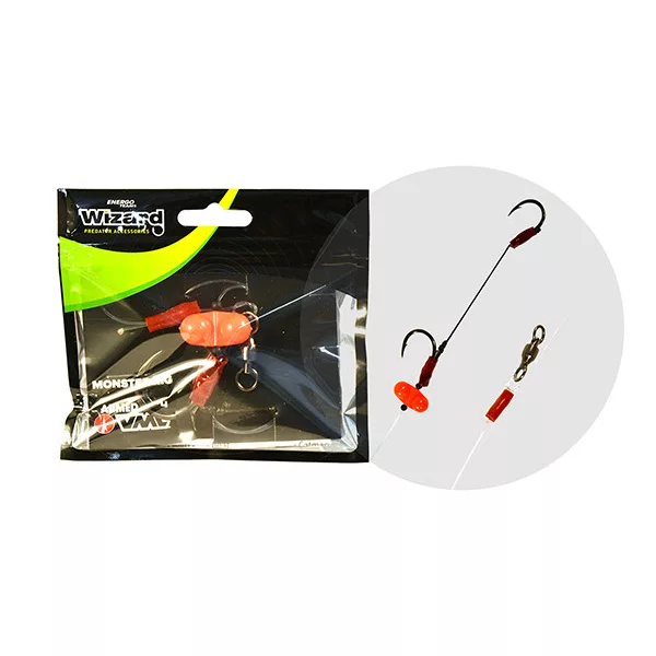 Wizard Monster Surface Livebait Double Monobraid Rig 9/0+11/0 Round Terminale per siluro