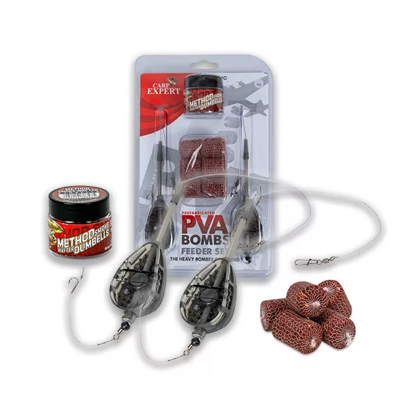 Carp Expert Rapid Pva Bomb Set Rig 50gr+50gr 2 rig+6 PVA Bomb+esca da Fondo
