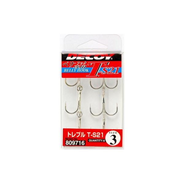 Decoy T-S21 Belly Hook #2 Füles Szakállas Háromágú Horog 6db