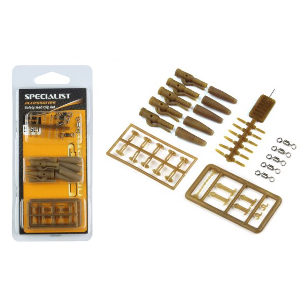 Carp Academy Set di clip di piombo di sicurezza marrone