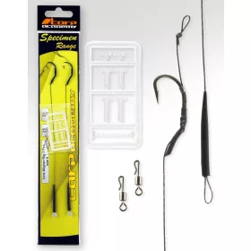   Carp Academy Line Aliger Rig Nero 4 2 pz/confezione Amo pre-legato trecciato con occhiello e ardiglione