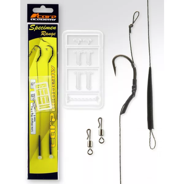 Carp Academy Line Aliger Rig Nero 6 2 pz/confezione Amo pre-legato trecciato con occhiello e ardiglione