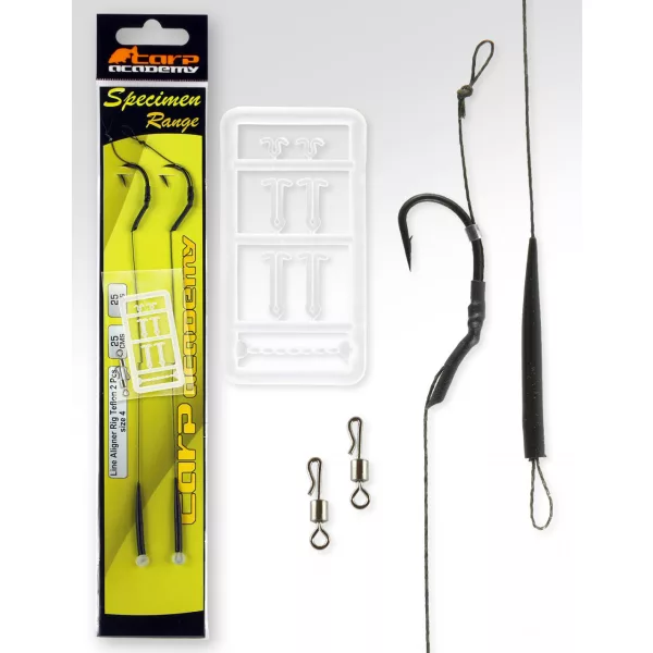Carp Academy Line Aligner Rig Teflon Nero 4 2pz/confezione Amo da boilie con occhiello e ardiglione