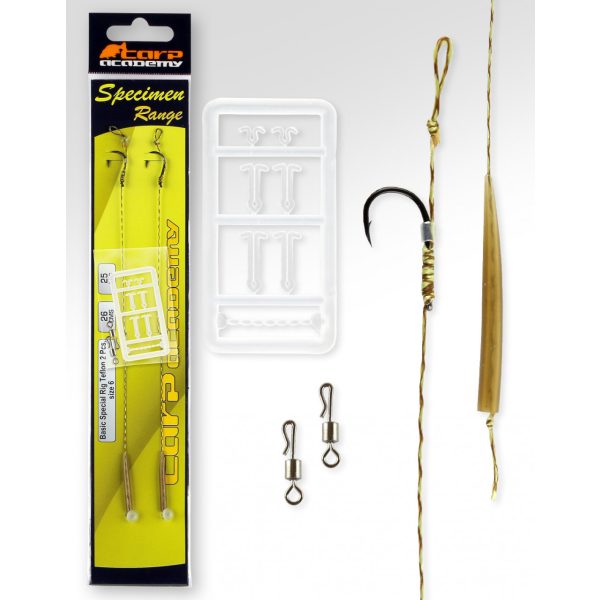 Carp Academy Basic Special Rig Teflon Nero 8 2 pz/confezione Amo pre-legato trecciato con occhiello e ardiglione