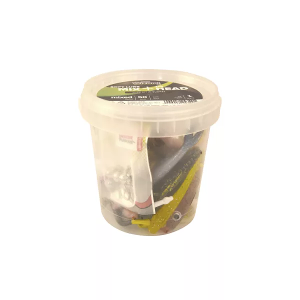 Wizard Soft Lure Mix 50 pezzi Esche Artificiali + 4 pezzi Amo