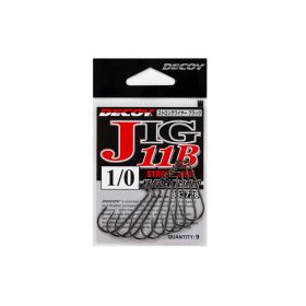  Decoy Jig11B Strong Wire Black #1/0 Füles Szakállas Egyágú Jig Horog 9db