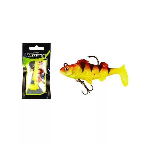 Wizard Swimbait Perch 7,62cm Yellow-Redtiger Esca in gomma
