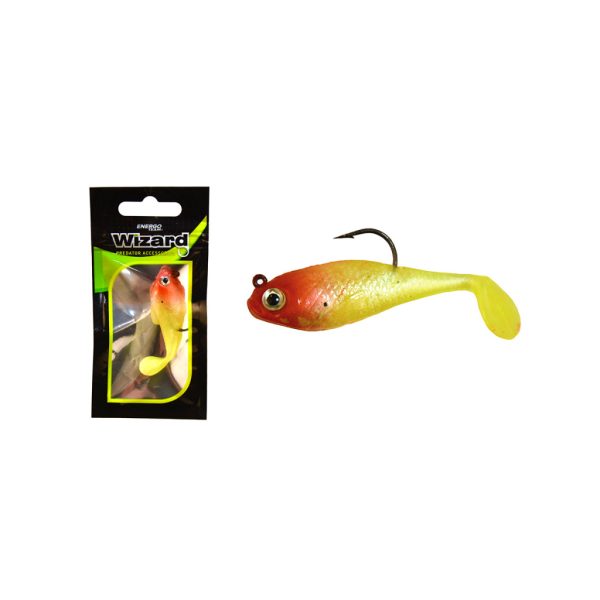 Wizard Swimbait Paddle Shad 5,08cm Redhead Esca in gomma