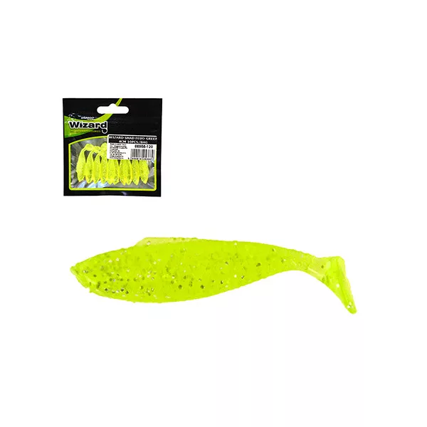 Wizard Shad Fluo-Green 4cm Esche Artificiali 10pz