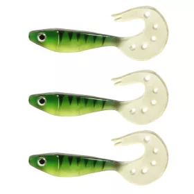   Nevis Twister Shad Vantage Perch 9cm 6,56gr Esca artificiale in plastica Verde-Bianco 3pz