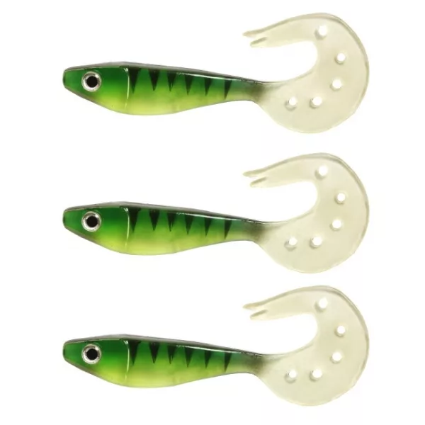 Nevis Twister Shad Vantage Perch 9cm 6,56gr Esca artificiale in plastica Verde-Bianco 3pz