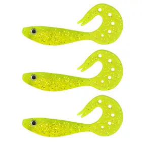   Nevis Twister Shad Vantage 9cm 6,56gr 3pz/cf /giallo-glitter/ Esca in plastica