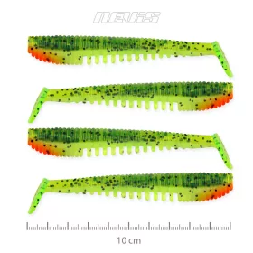   Nevis Impulse Shad 10cm 6,92gr 4pz/conf Glitter Verde-Arancio Esche in plastica