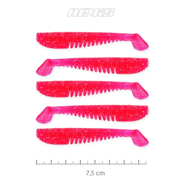 Nevis Impulse Shad 7,5cm 3,05gr 5pz/conf Glitter Rosa Esche in plastica