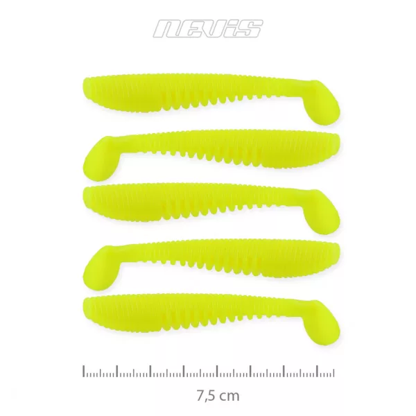 Nevis Impulse Shad 7,5cm 3,05gr 5pz/conf Giallo Limone Esche in plastica