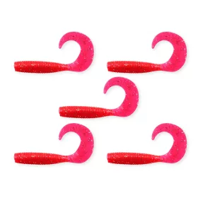   Nevis Twister 7,5cm 4,17gr 5pz/conf Esca in plastica rossa con glitter