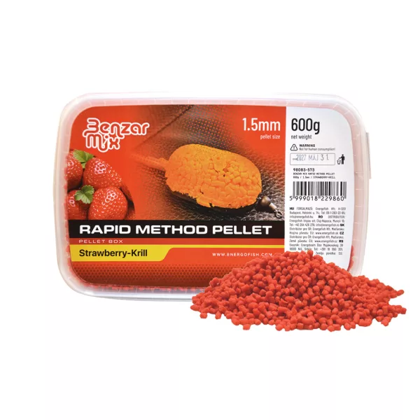 Benzár Mix Rapid Method Pellet 1,5mm Fragola-Krill Pellet Box 600gr