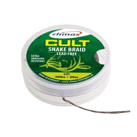   Climax Cult Carp Snake Braid Lead Free Leader 10m 40lb Weed Green Fonott Előkezsinór