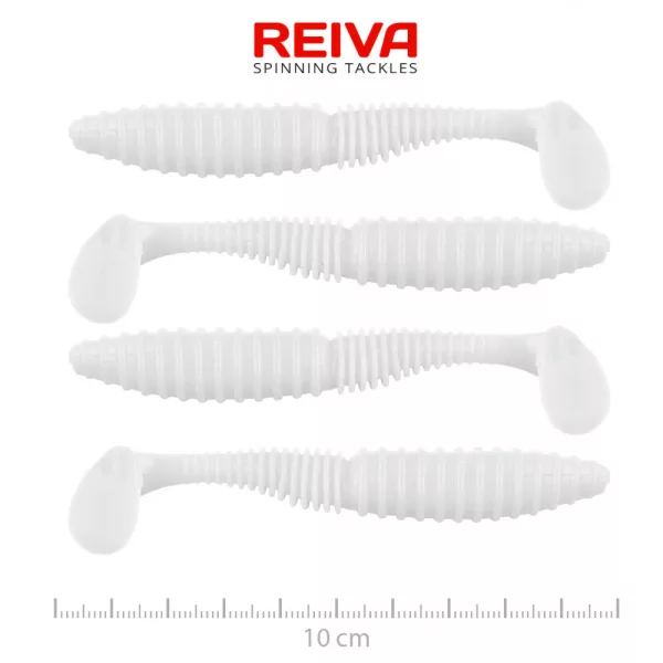Reiva Zander Power Shad 10cm 7,05gr 4pz/cf (Bianco) Esca in plastica