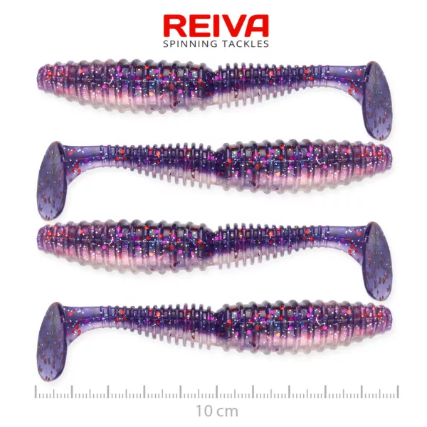Reiva Zander Power Shad Purple Pearl 10cm Esca in plastica 4 pz