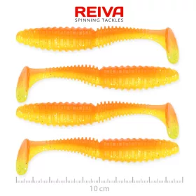   Reiva Zander Power Shad Shiny Orange 10cm Esca in plastica 4 pz