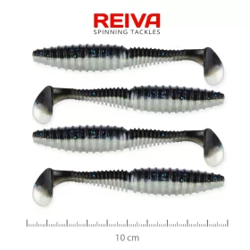  Reiva Zander Power Shad 10cm 7,05gr 4pz/cf (Nero Argento) Esca in plastica