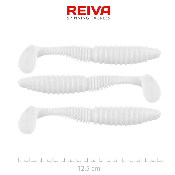 Reiva Zander Power Shad Classic White 12,5cm Esca in plastica 3 pz