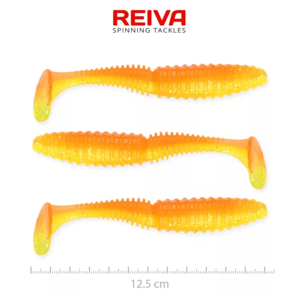Reiva Zander Power Shad Shiny Orange 12,5cm Esca in plastica 3 pz