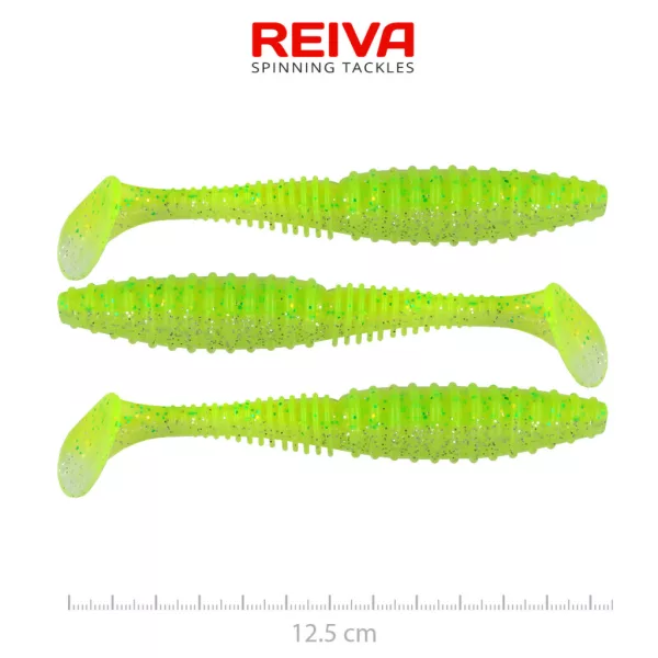 Reiva Zander Power Shad Flash Chartreuse 12,5cm Esca in plastica 3 pz