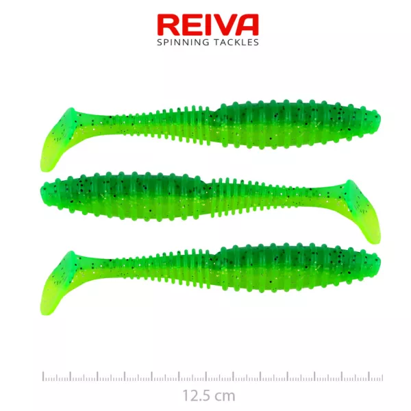 Reiva Zander Power Shad Poison Green 12,5cm Esca in plastica 3 pz