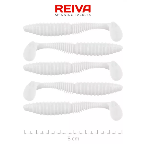 Reiva Zander Power Shad 8cm 3,18gr 5pz/conf (Bianco) Esca in plastica