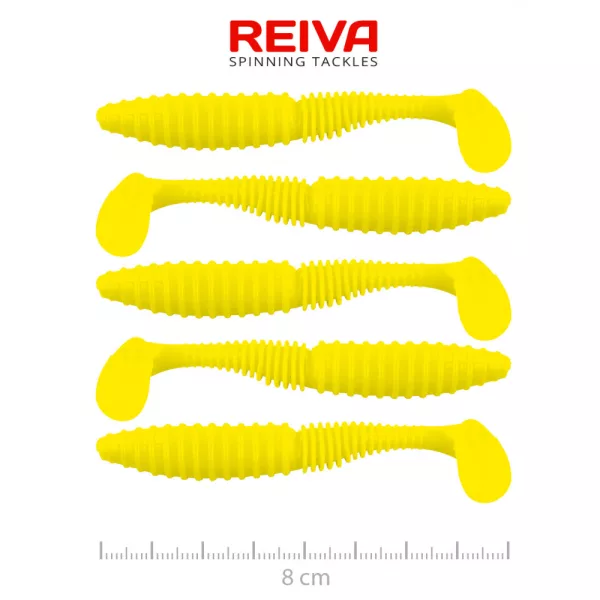 Reiva Zander Power Shad 8cm 3,18gr 5pz/conf (Giallo Limone) Esca in plastica