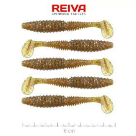   Reiva Zander Power Shad 8cm 3,18gr 5pz/conf (Flitter Marrone) Esca in plastica