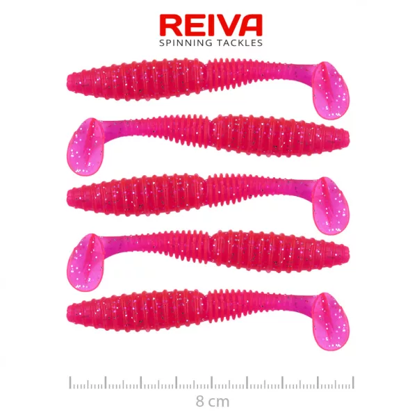 Reiva Zander Power Shad 8cm 3,18gr 5pz/conf (Pink Flitter) Esca in plastica