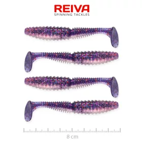   Reiva Zander Power Shad Purple Pearl 8cm Esca in plastica 4 pz
