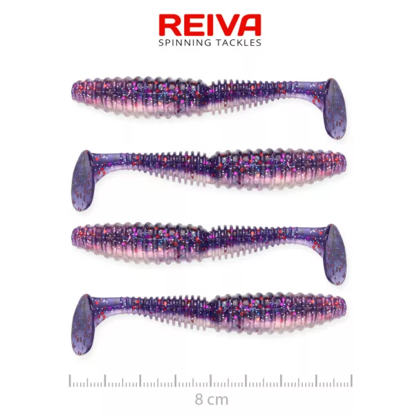 Reiva Zander Power Shad Purple Pearl 8cm Esca in plastica 4 pz