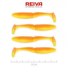   Reiva Zander Power Shad Shiny Orange 8cm Esca in plastica 4 pz