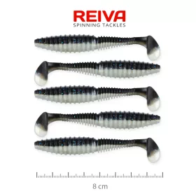   Reiva Zander Power Shad 8cm 3,18gr 5pz/conf (Nero Argento) Esca in plastica