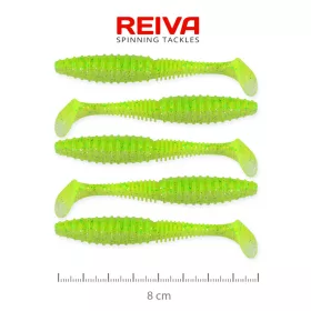   Reiva Zander Power Shad 8cm 3,18gr 5pz/conf (Flitter Verde Fluo I.) Esca in plastica