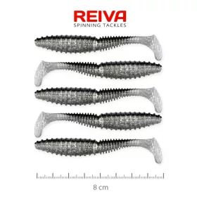   Reiva Zander Power Shad 8cm 3,18gr 5pz/conf (Flitter Argento) Esca in plastica