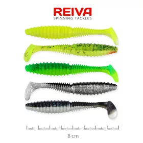   Reiva Zander Power Shad 8cm 3,18gr 5pz/conf (5 colori) Esca in plastica