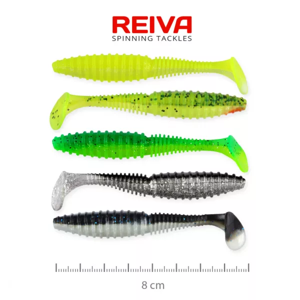 Reiva Zander Power Shad 8cm 3,18gr 5pz/conf (5 colori) Esca in plastica