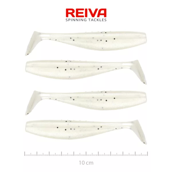 Reiva Flat Minnow Shad 10cm Pearl Dot Esca in plastica 4pz