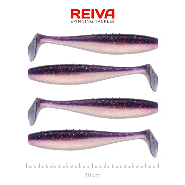 Reiva Flat Minnow Shad 10cm Purple Pearl Esca in plastica 4pz