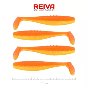   Reiva Flat Minnow Shad 10cm Shiny Orange Esca in plastica 4pz