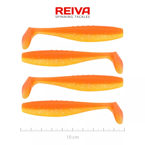 Reiva Flat Minnow Shad 10cm Shiny Orange Esca in plastica 4pz
