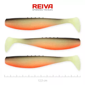   Reiva Flat Minnow shad 12,5cm 3pz/cf (Nero-Bianco-Arancio) Esca in plastica